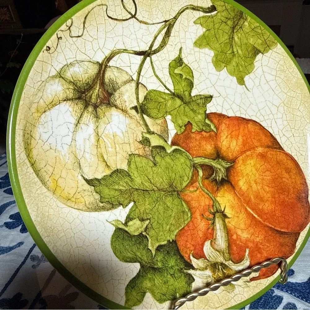 Pier 1 Harvest Garden Salad Plate Excellent Condition Fall Pumpkin Patch Fall 9”